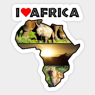 I Love Africa Wildlife Collage Map Sticker